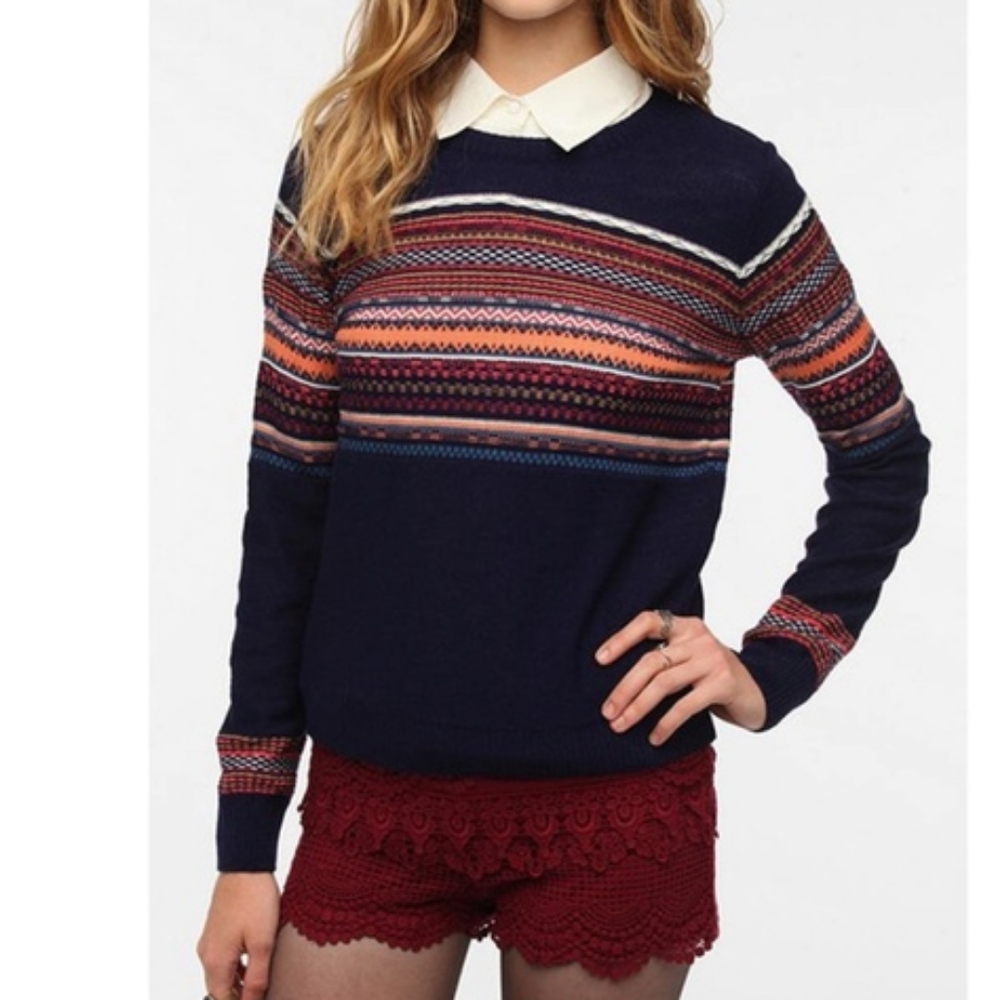 Pins & Needles Navy Fair Isle Sweater Size Small